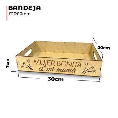 Caja bandeja mujer bonita mdf 3mm 30x20x7cm