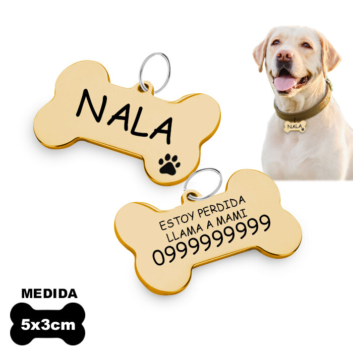 Preguntar Proporcional Negociar Placa de perro en acero inoxidable dorado 5x3cm