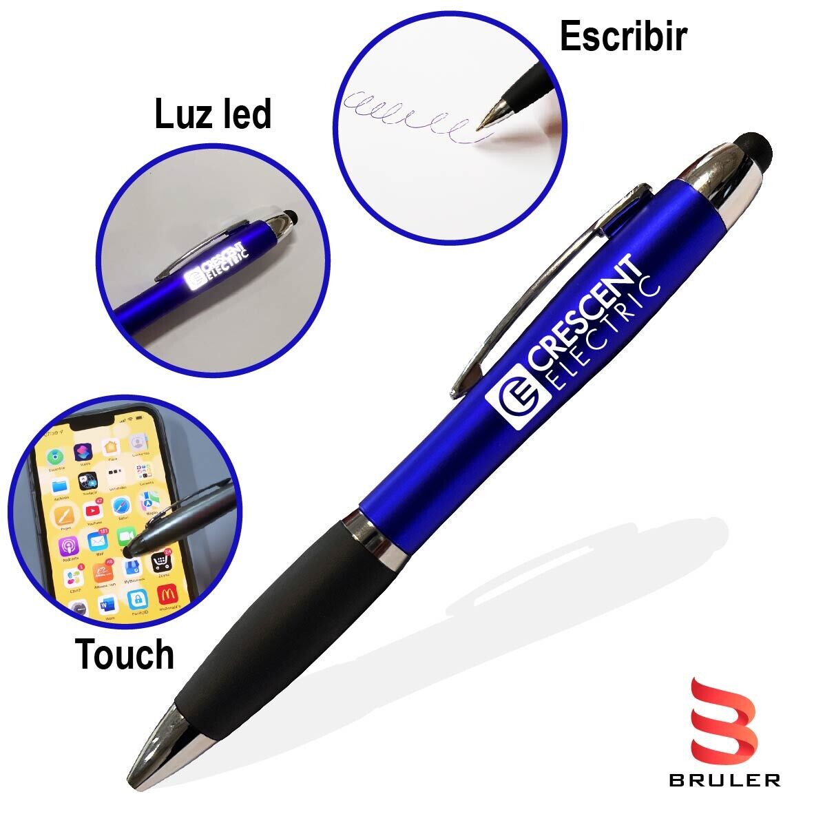 Esfero led azul personalizado