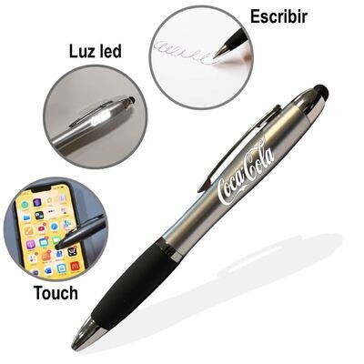 Esfero led plata personalizado