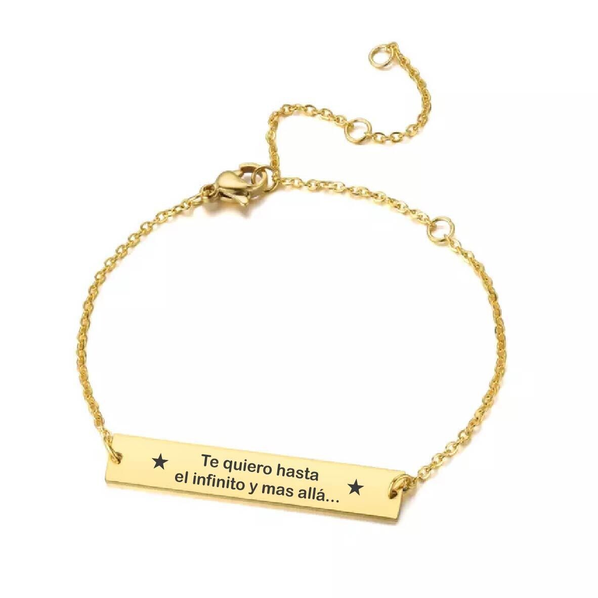 Pulsera personalizada cadena delgada dama dorada