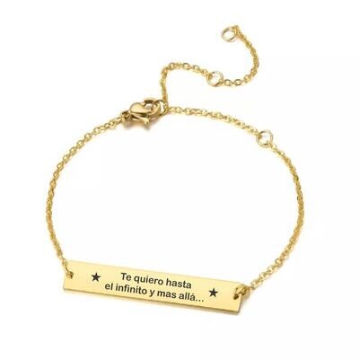 Pulsera personalizada cadena delgada dama dorada