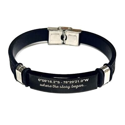 Pulsera en acero inoxidable negro manija neopreno