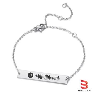 Pulsera Spotify dama cadena delgada plata
