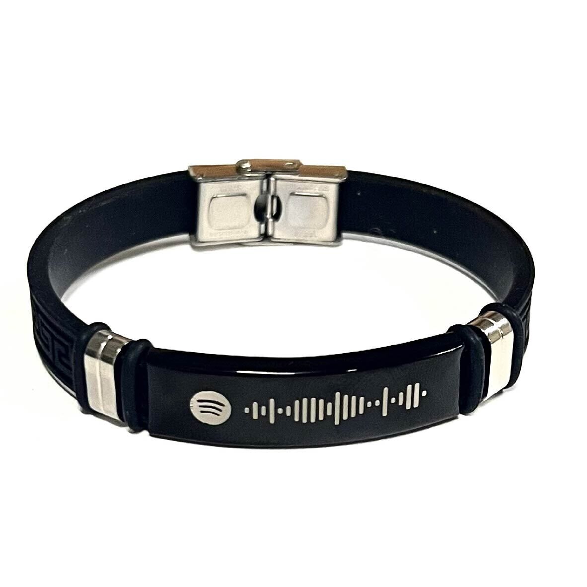 Pulsera Spotify en acero inoxidable negro manija neopreno