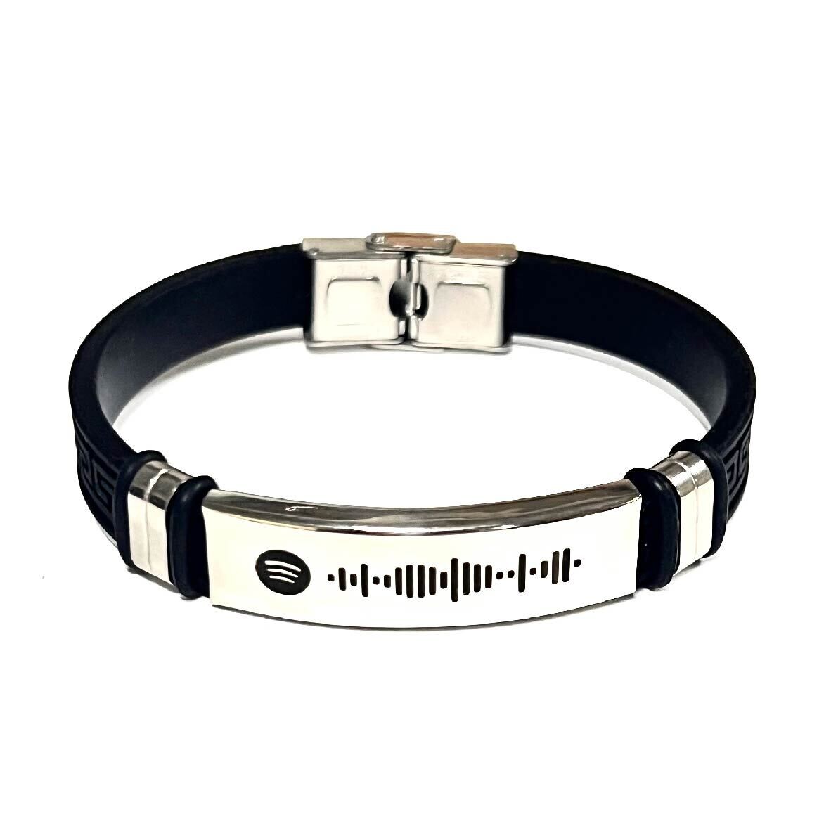 Pulsera Spotify en acero inoxidable plata manija neopreno