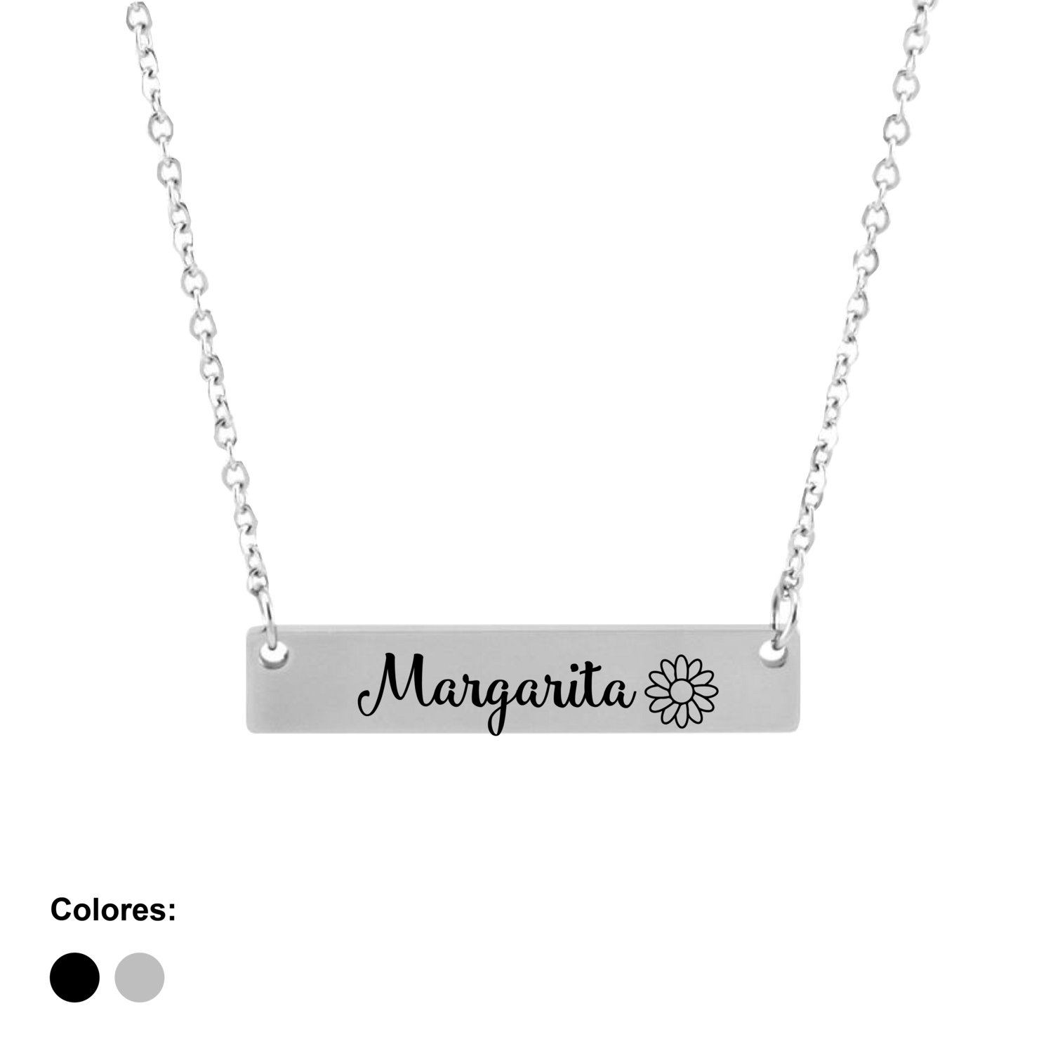 Collar horizontal acero inoxidable plateado 40x7mm