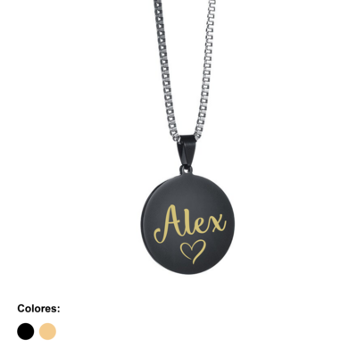 Collar redondo negro en acero inoxidable 25mm personalizado