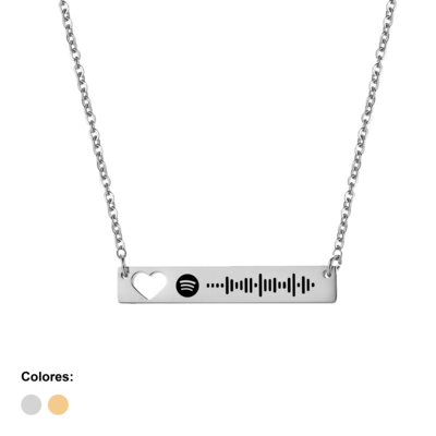 Collar spotify plateado horizonal acero inoxidable