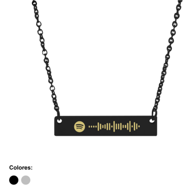 Collar spotify negro horizontal en acero inoxidable
