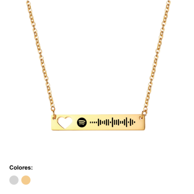 Collar spotify dorado horizonal acero inoxidable