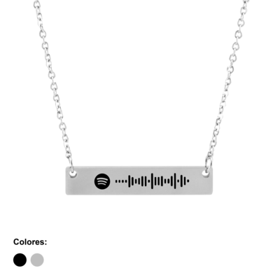Collar spotify plateado horizontal en acero inoxidable
