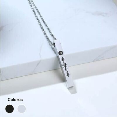 Collar vertical spotify plateado en acero inoxidable