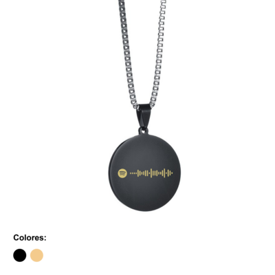 Collar spotify redondo 25mm negro acero inoxidable