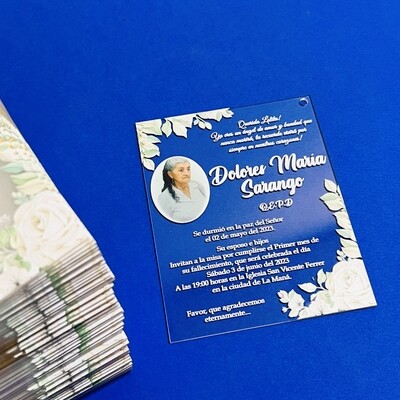 Tarjetas de invitación en acrílico misa