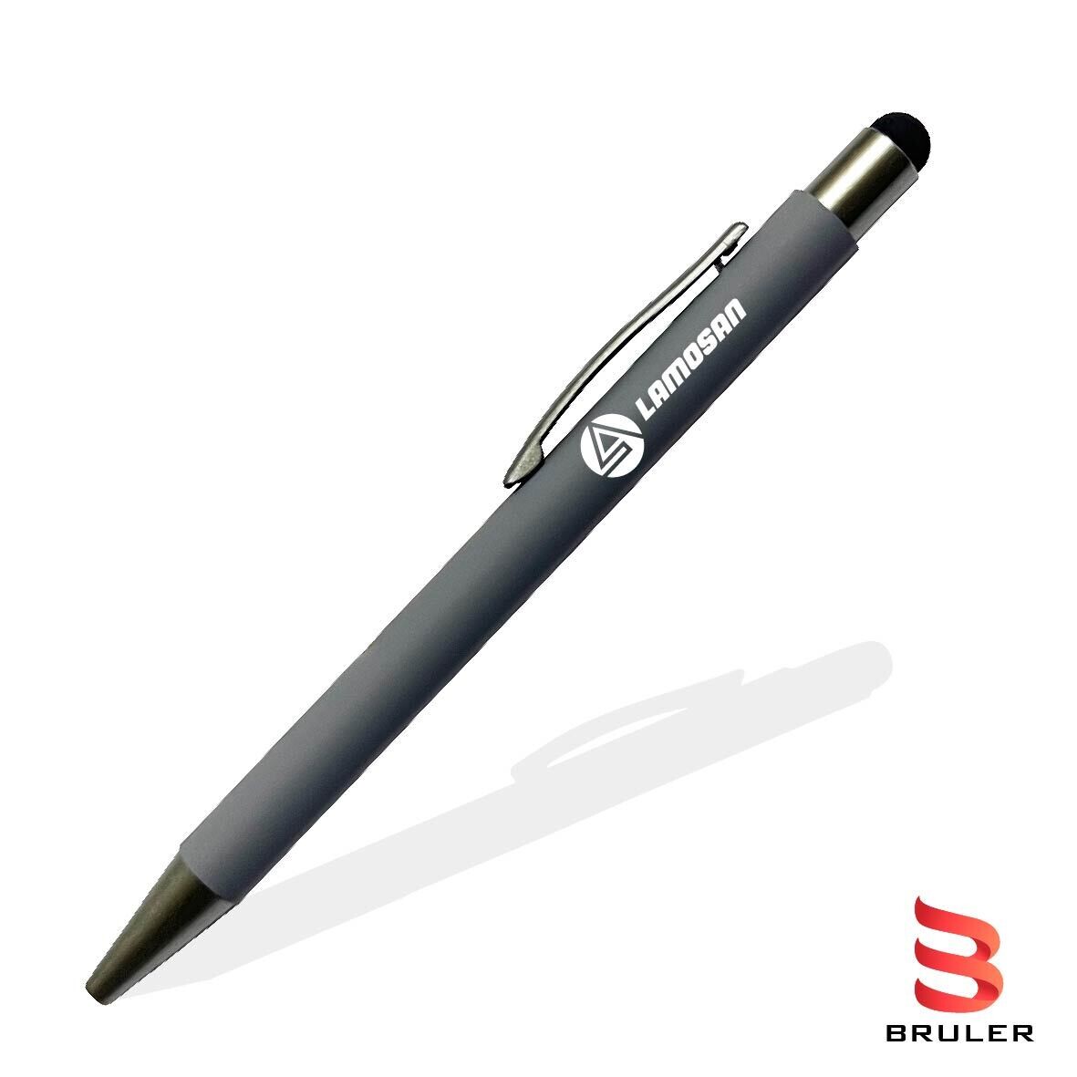 Esfero rubber metal touch gris