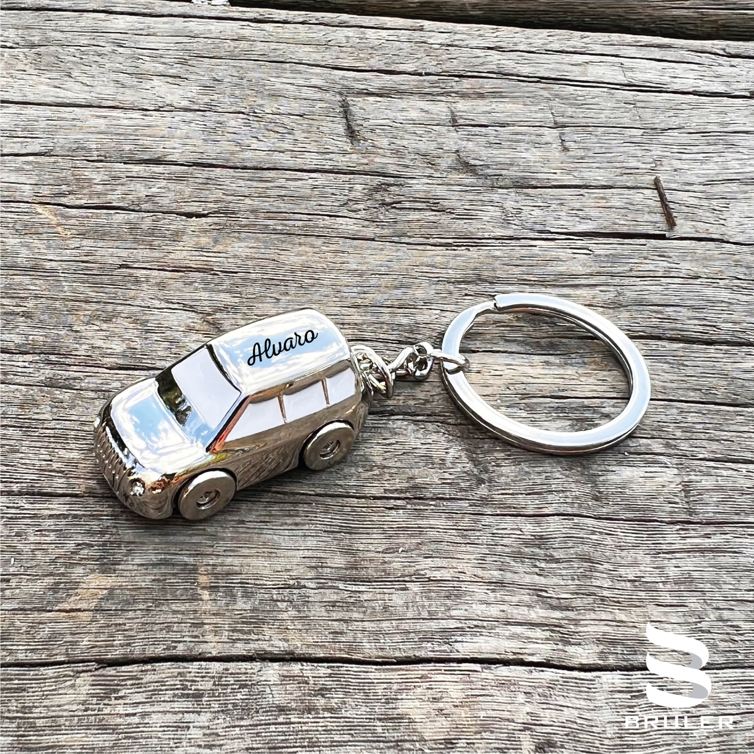 Llavero 3D auto acero inoxidable personalizado