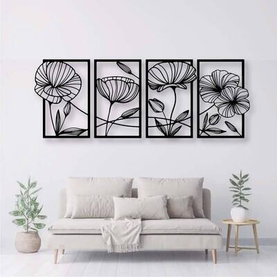Cuadro decorativo flores en metal 1.50x0.55m