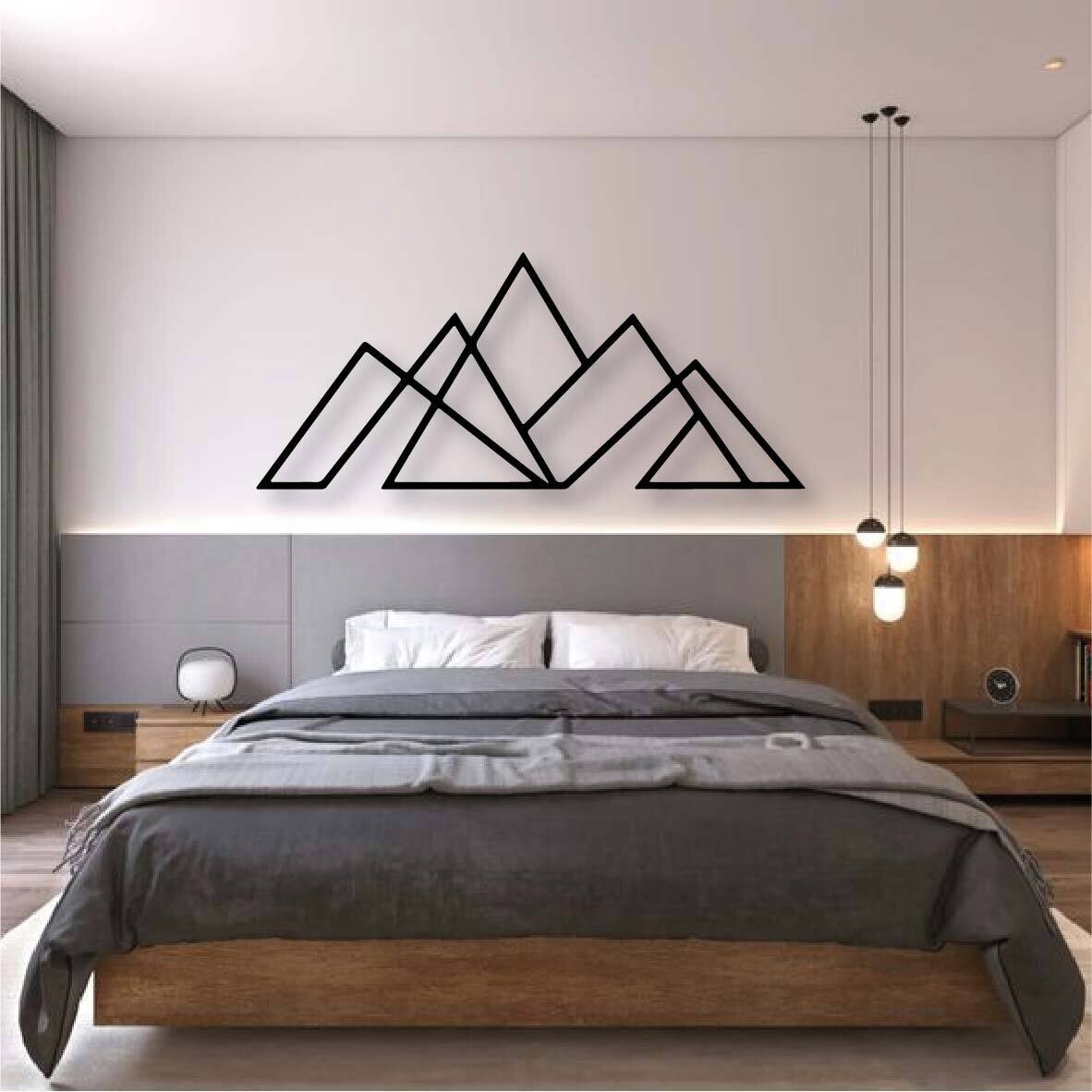Cuadro decorativo montañas en metal 1.50x0.65m