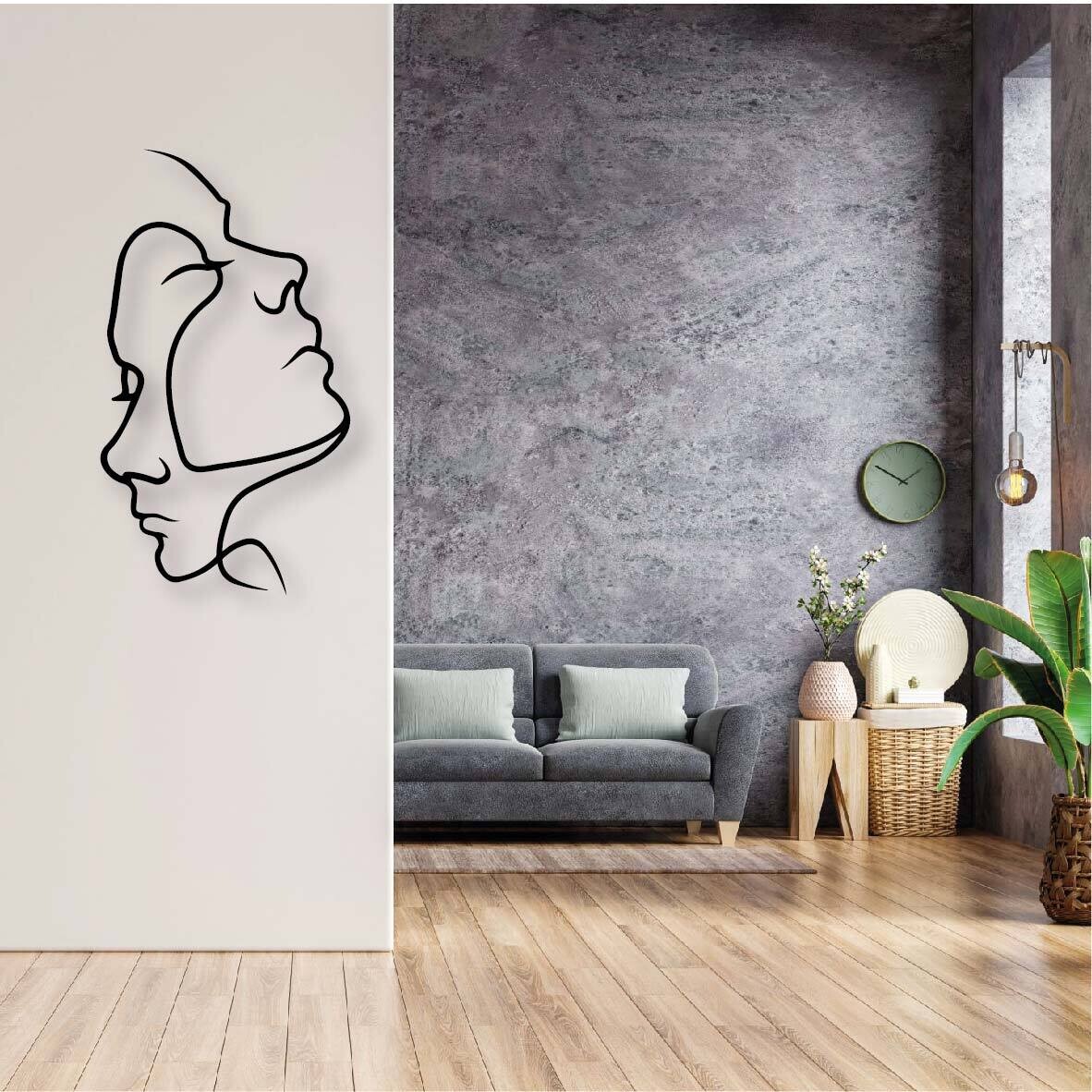 Cuadro decorativo rostros en metal 90x50cm
