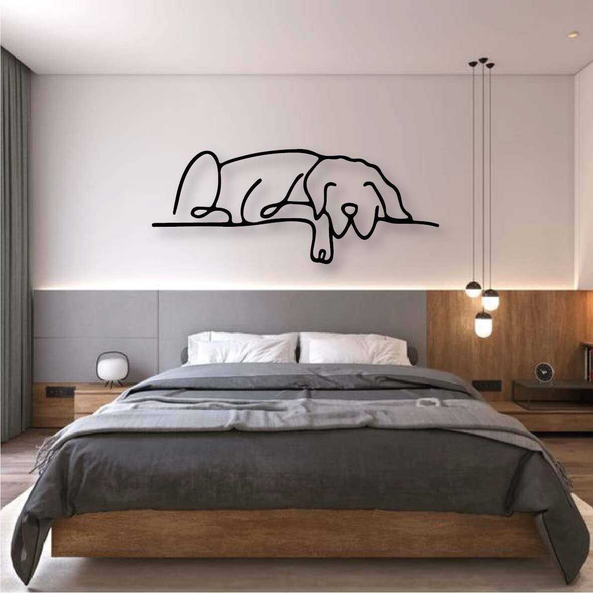 Cuadro decorativo perro durmiendo en metal 1x0.40m