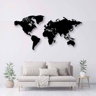 Cuadro decorativo mapa mundi en metal 140x70cm