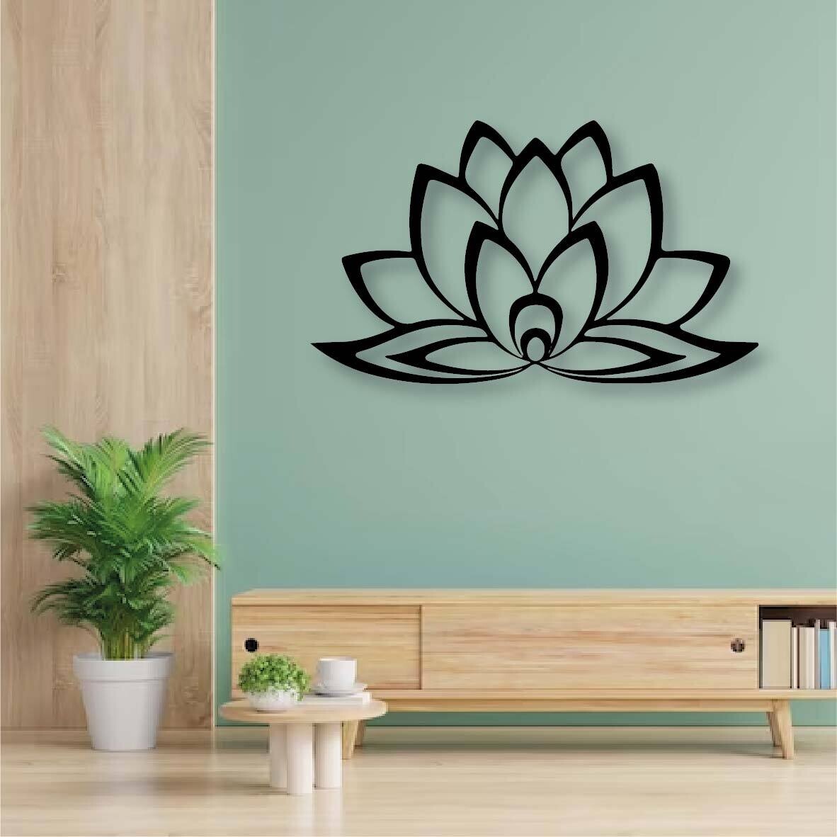Cuadro decorativo flor de loto en metal 75x45cm