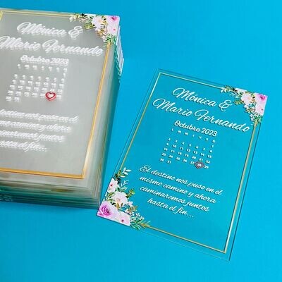 Tarjetas de invitación en acrílico matrimonio