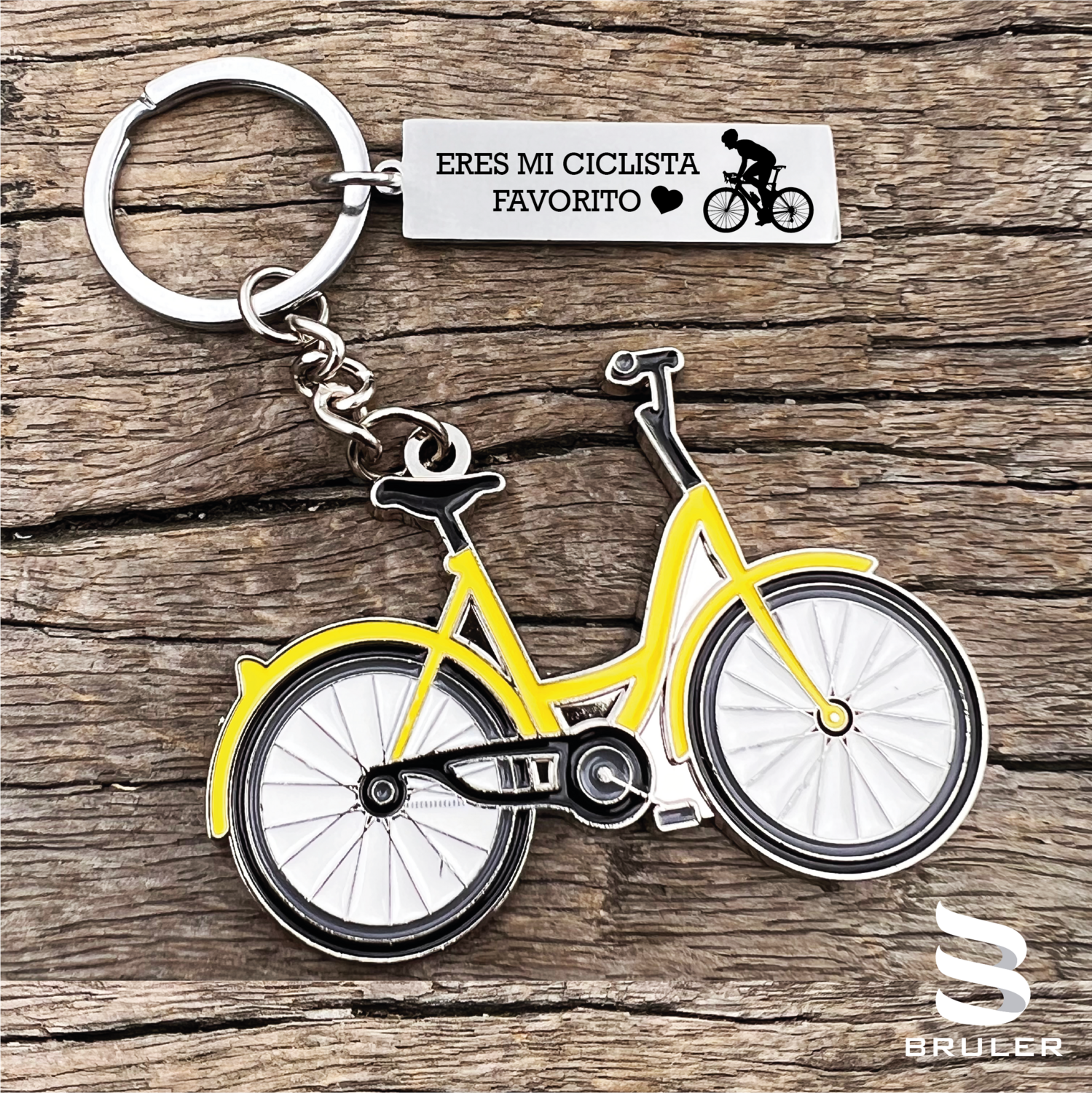 Llavero rectangular delgado con bicicleta personalizado