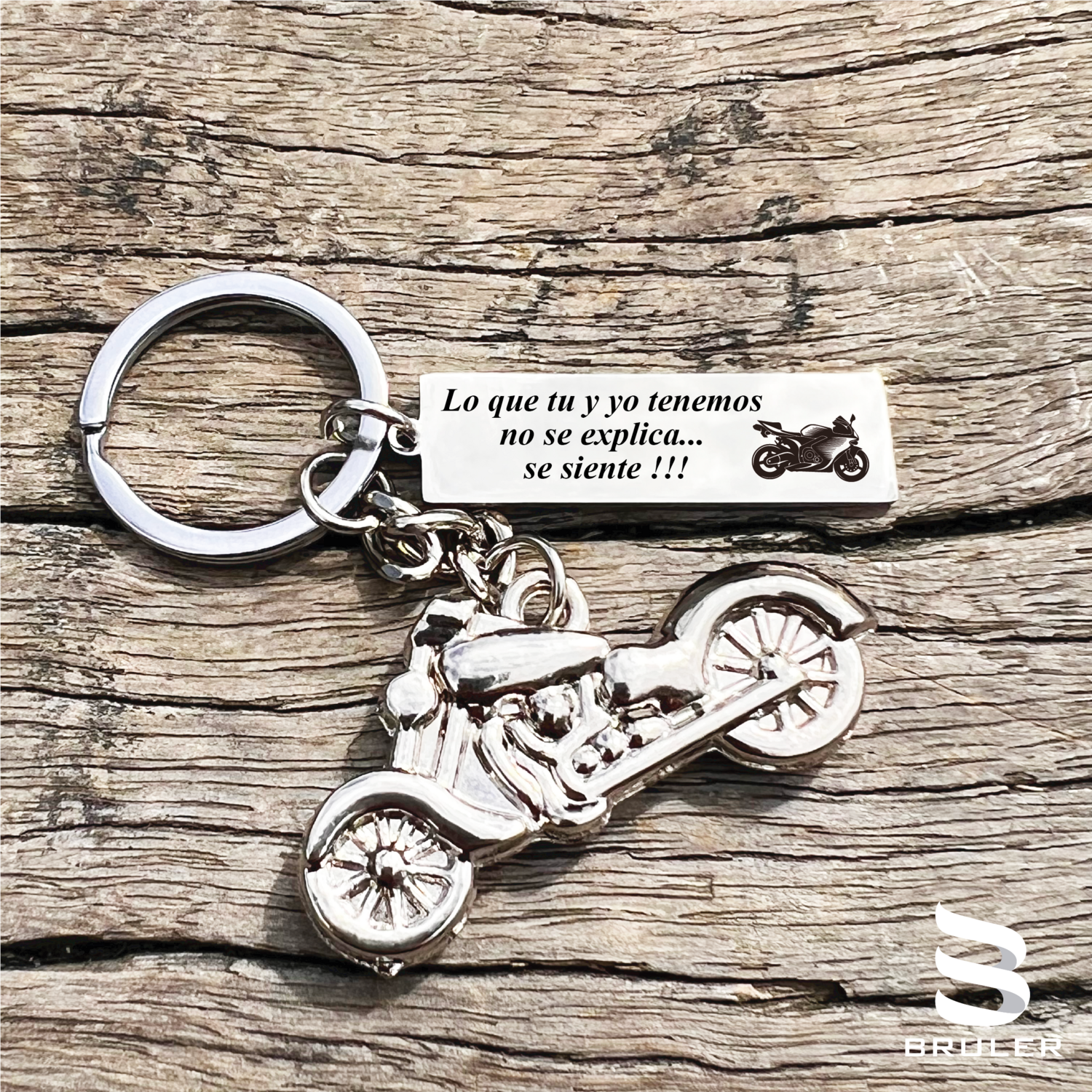 Llavero rectangular delgado con motocicleta 3D personalizado