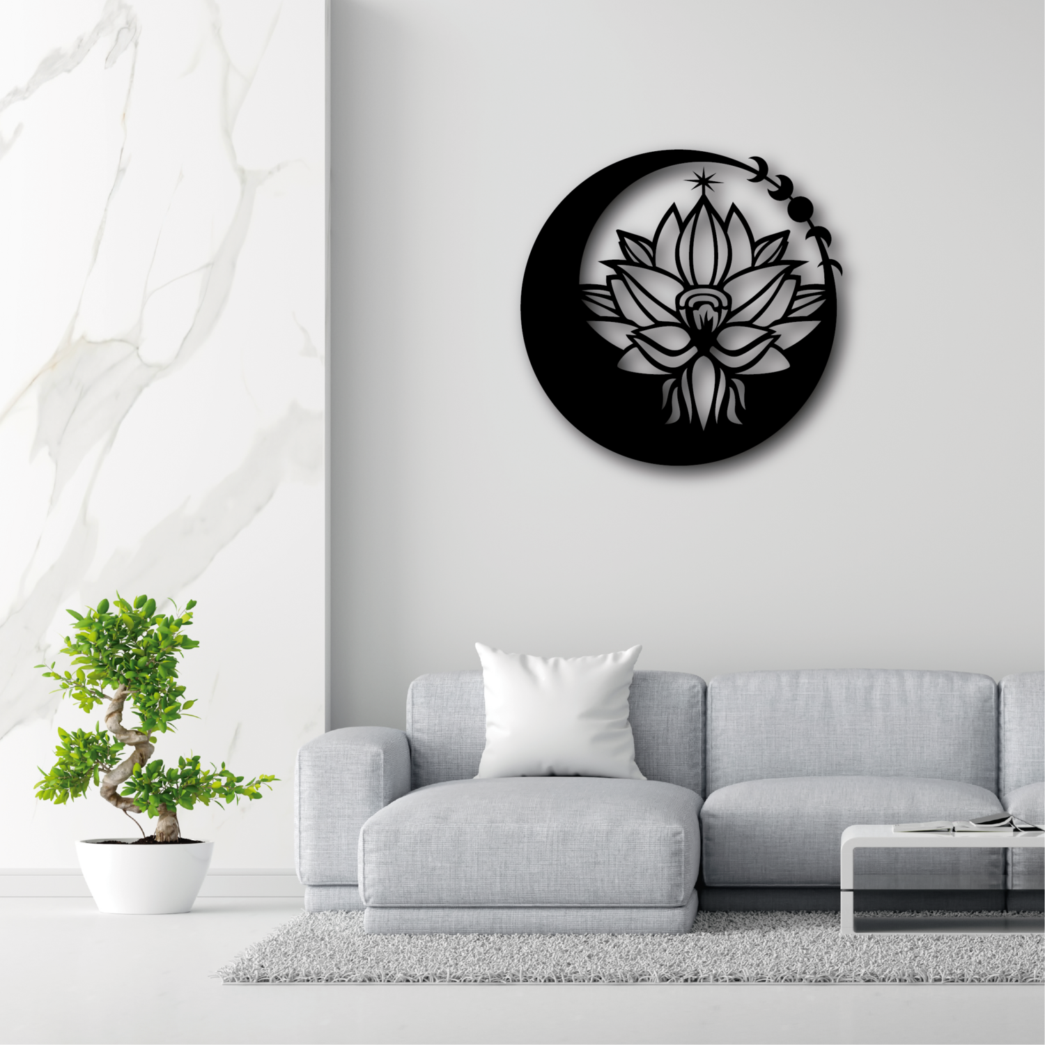 Cuadro decorativo flor de loto redonda 80cm diámetro