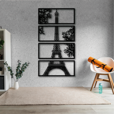 Cuadro decorativo Torre Eiffel x4 piezas 120x65cm