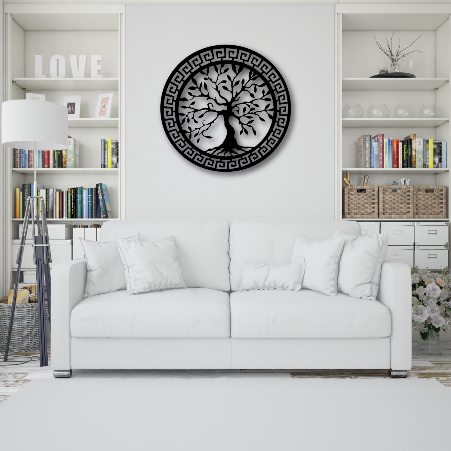 Cuadro decorativo árbol envejecido circular 80cm diámetro
