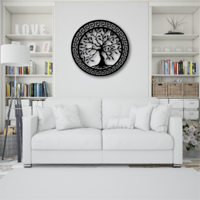 Cuadro decorativo árbol envejecido circular 80cm diámetro