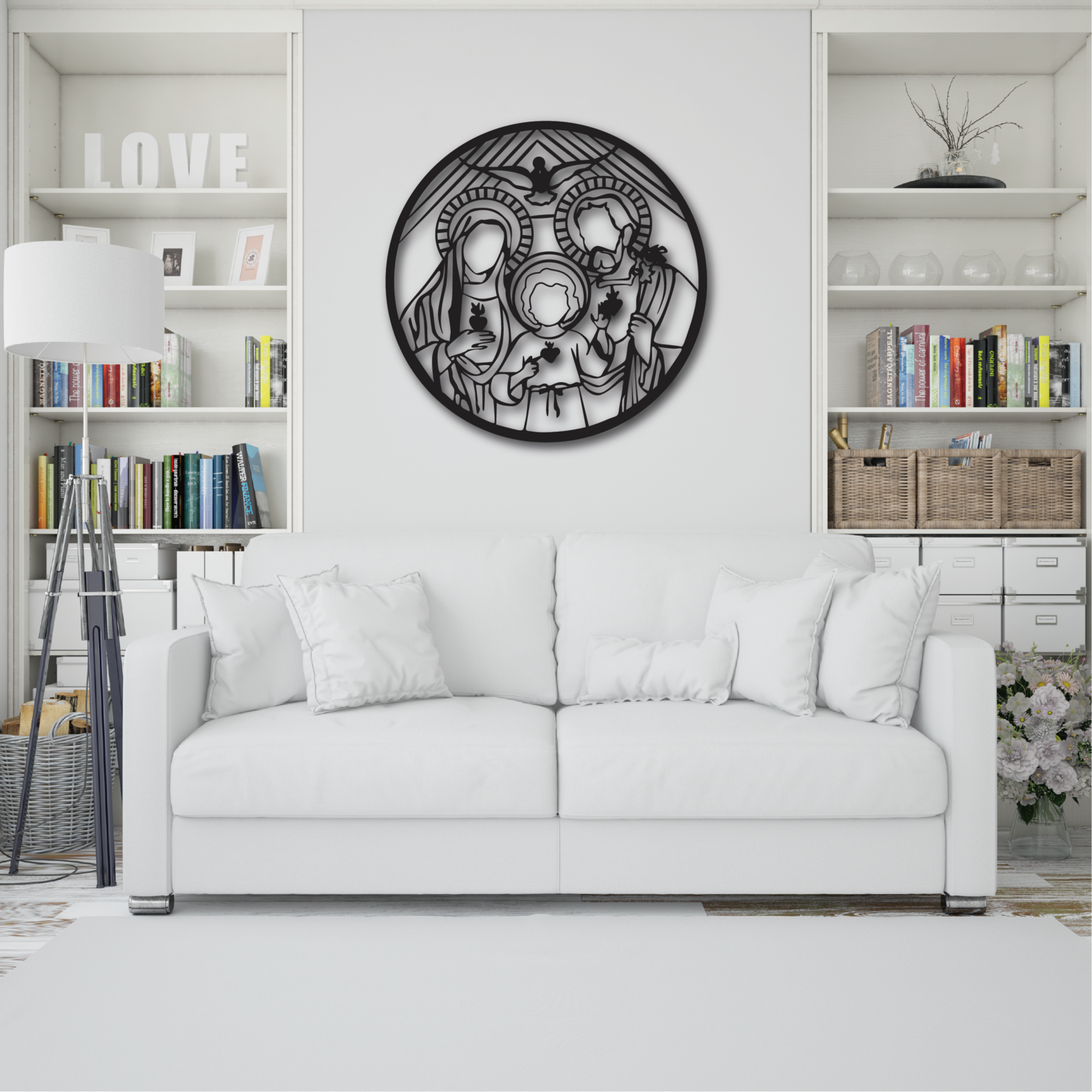 Cuadro decorativo Sagrada Familia circular 80cm diámetro