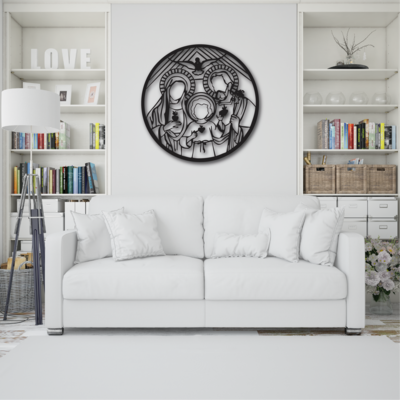 Cuadro decorativo Sagrada Familia circular 80cm diámetro
