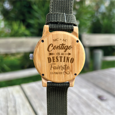 Reloj de madera bambú atacama correa de fibras