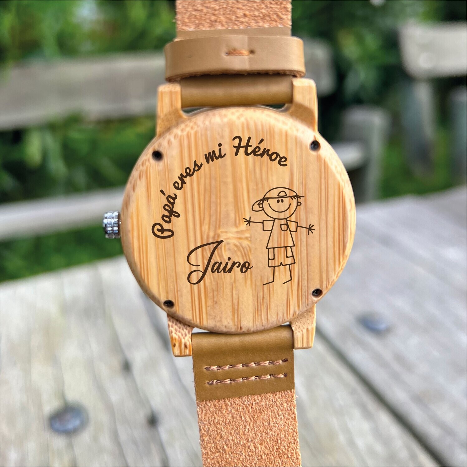Reloj de madera bambú atacama