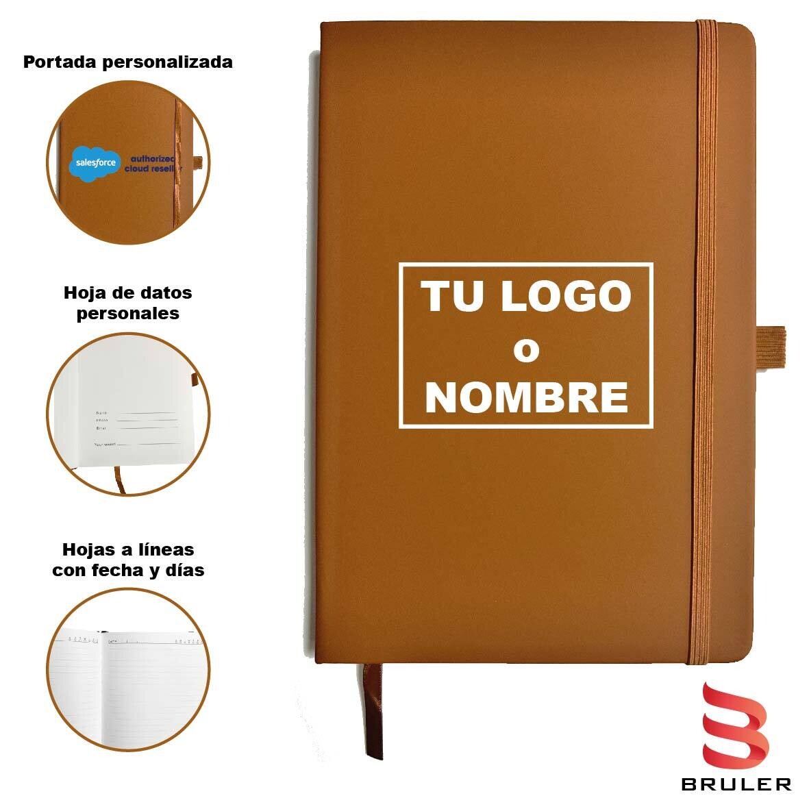 Cuaderno A5 pasta café personalizada