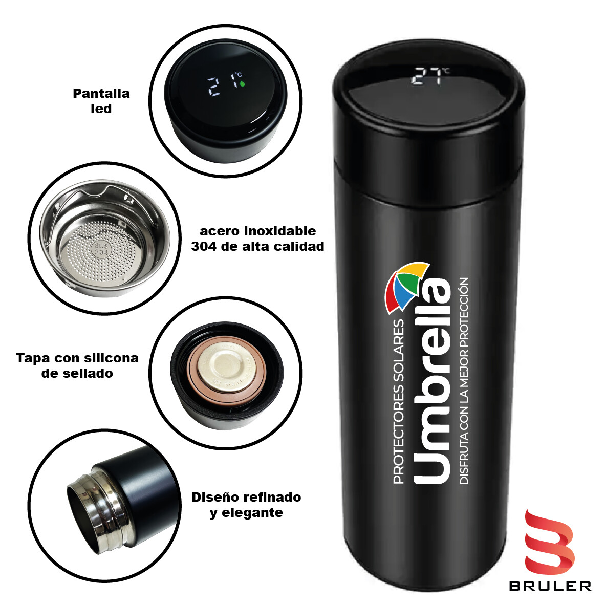 Tomatodo digital negro 500ml personalizado