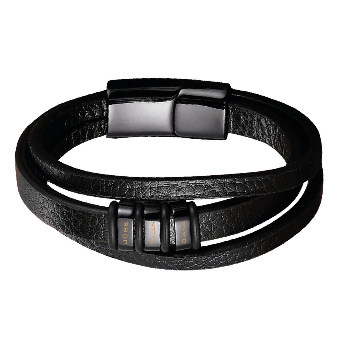 Pulsera 3 anillos 3 capas correa cuero