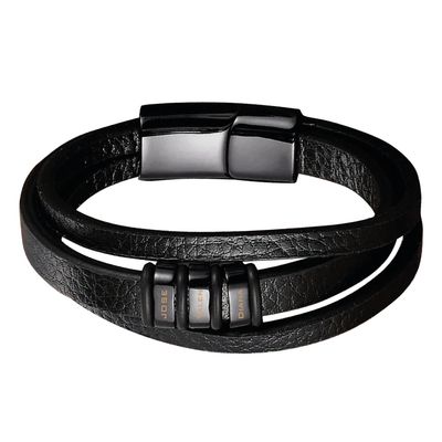 Pulsera 3 anillos 3 capas correa cuero