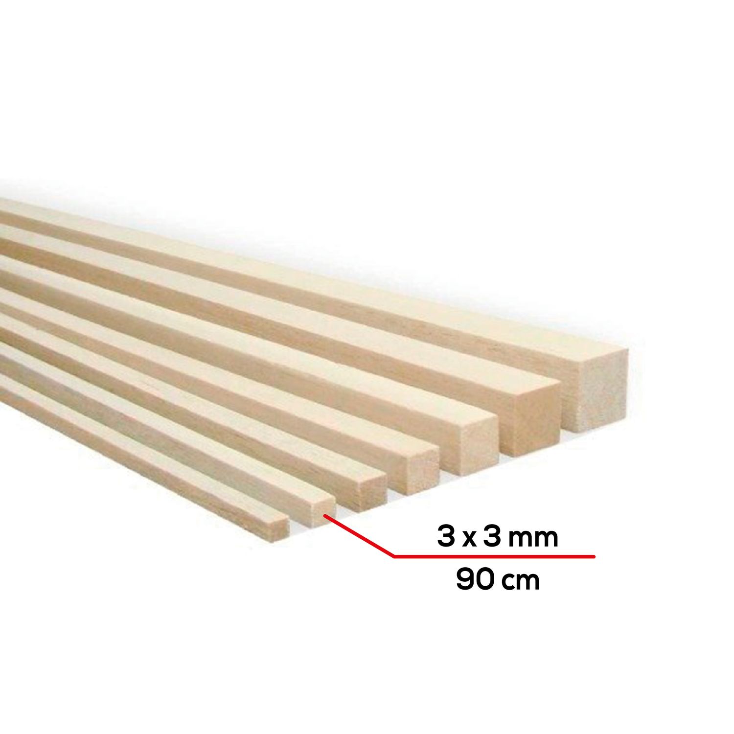 Palo de balsa 3x3mm x 90cm