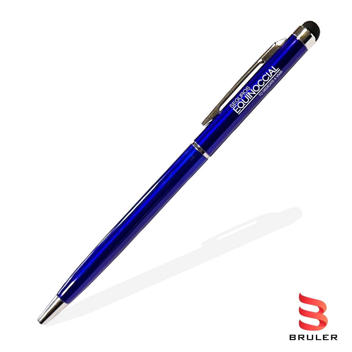 Esfero thin metal touch azul personalizado
