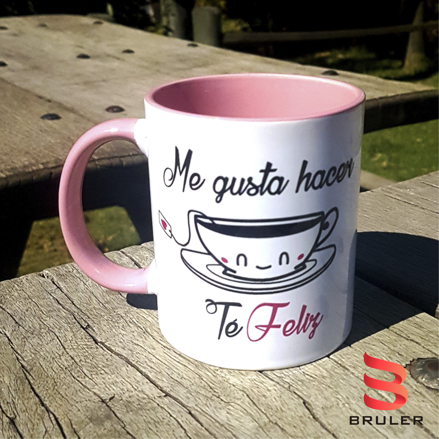 Taza sublimada fondo de rosado
