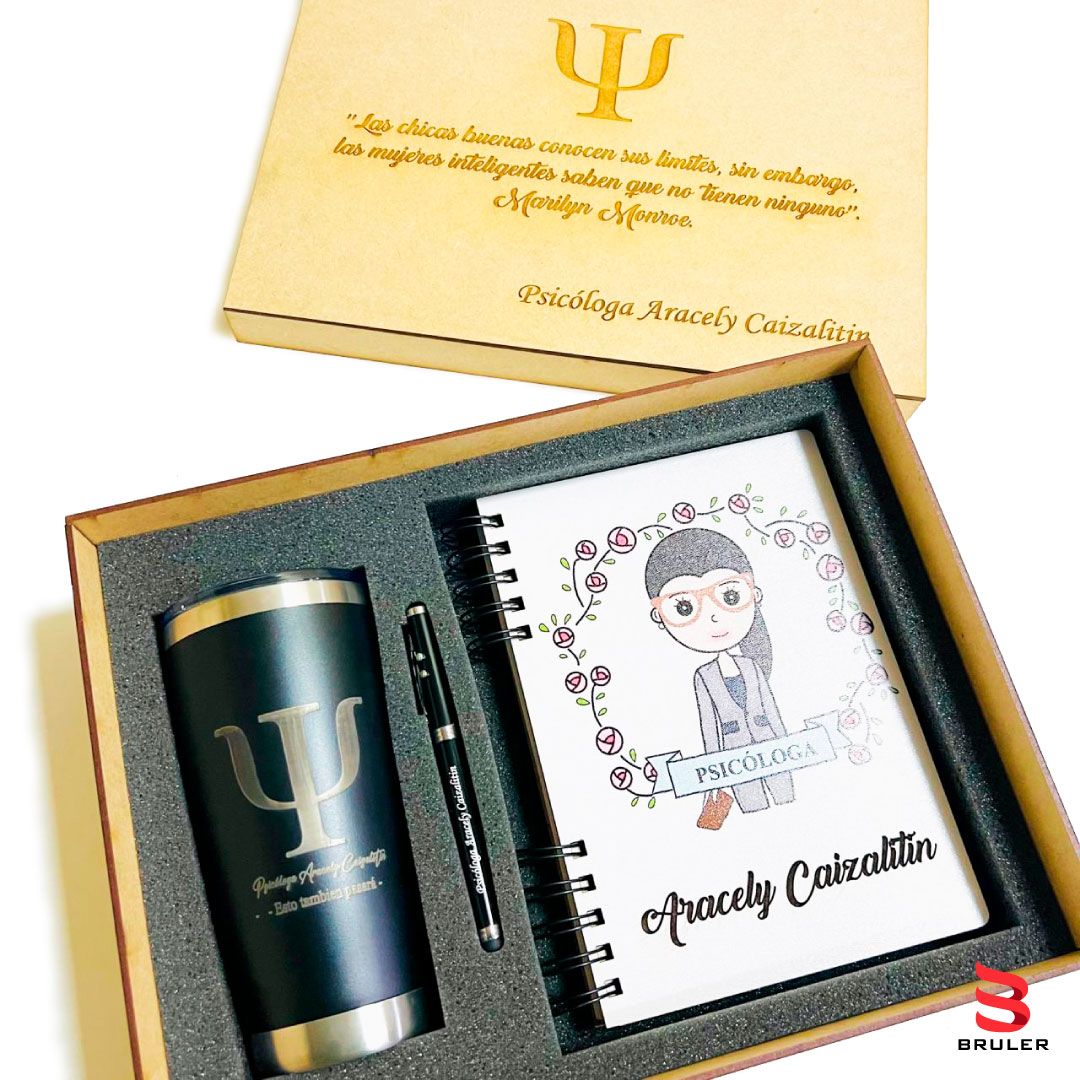 Combo personalizado cuaderno A5 con esfero y tumbler 20oz