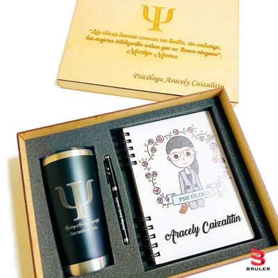 Combo personalizado cuaderno A5 con esfero y tumbler 20oz