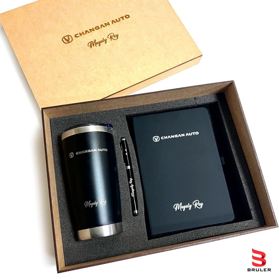 Combo tumbler + esfero + agenda