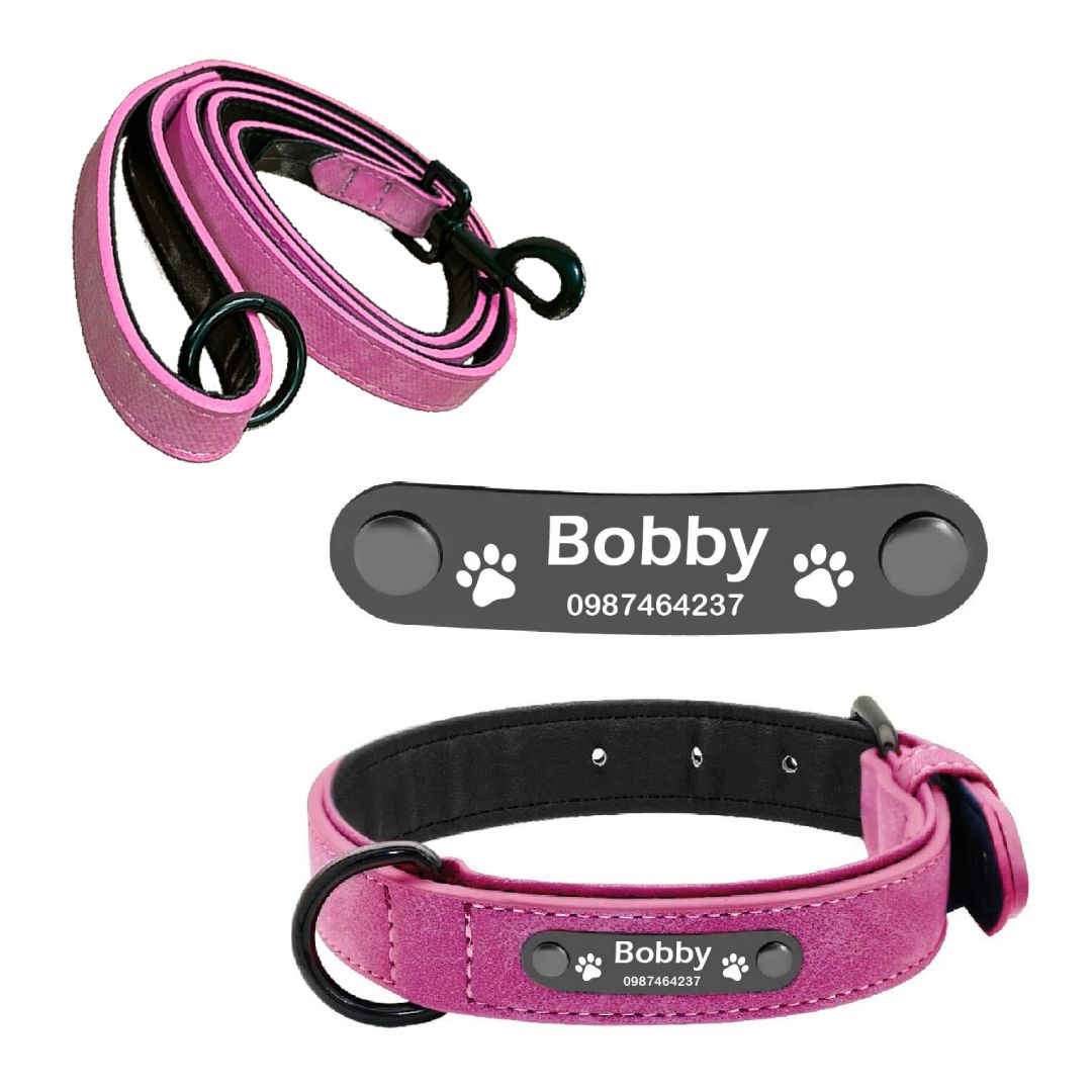 Collar de perro o gato rosa personalizado