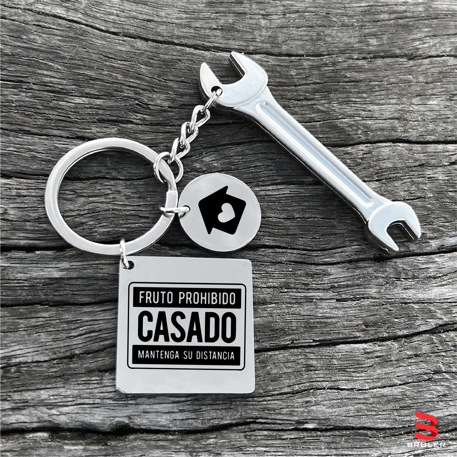 Llavero cuadrado círculo + Llave 3D personalizado
